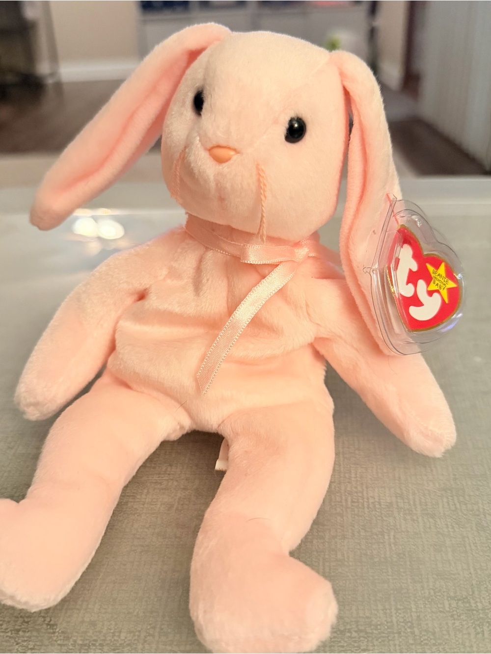 Ty Beanie Babies Hoppity Pink Bunny Rabbit Plush Beanbag 1996 Vintage